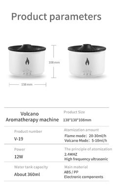 Flammen-LED-Licht 350ml Vulkanfeuchtiger mit Stil Flammen-Aromadiffuser und Nachtlampe